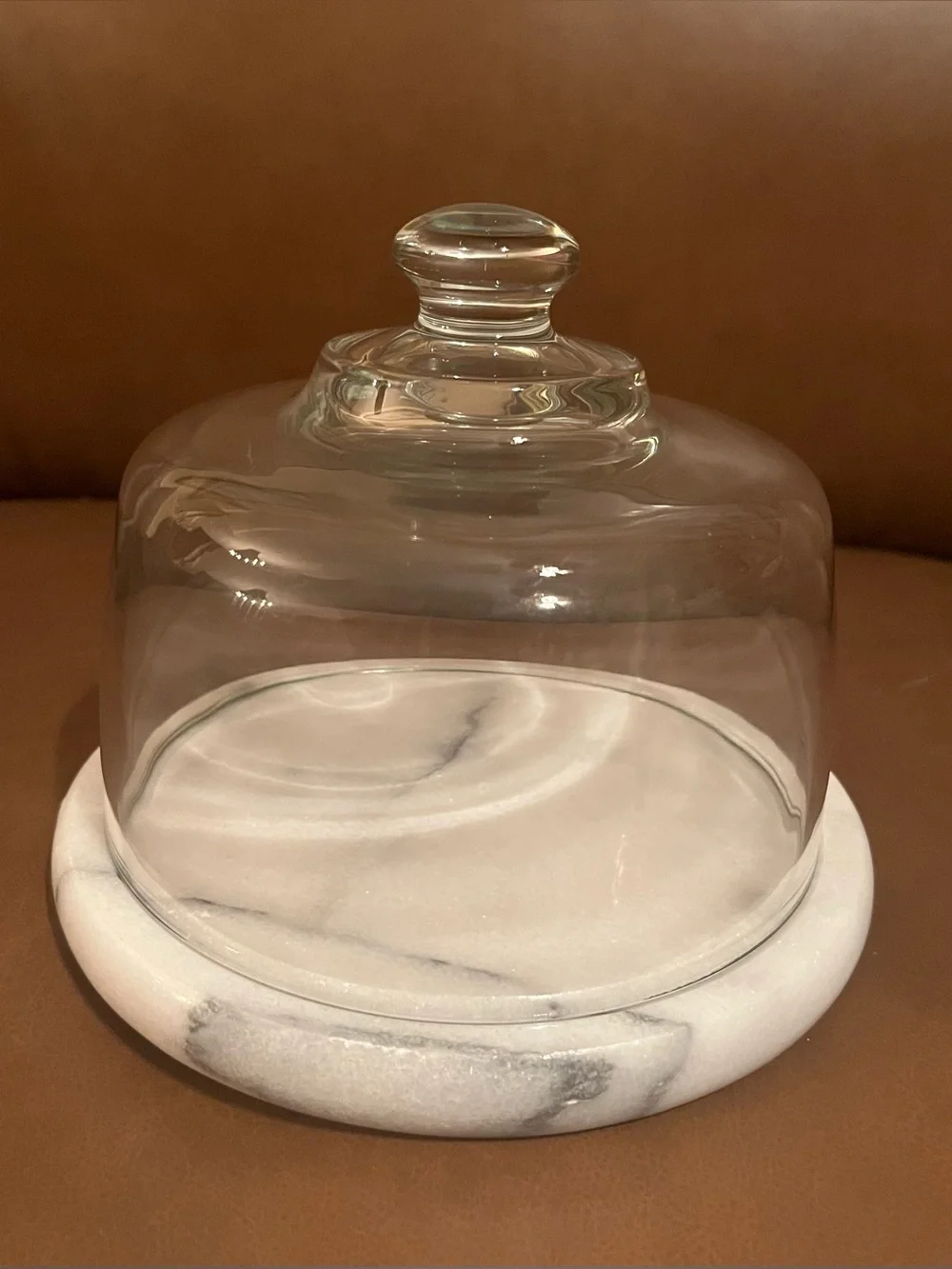 Dutch Garden White Marble Base w/ Glass Cloche Dome